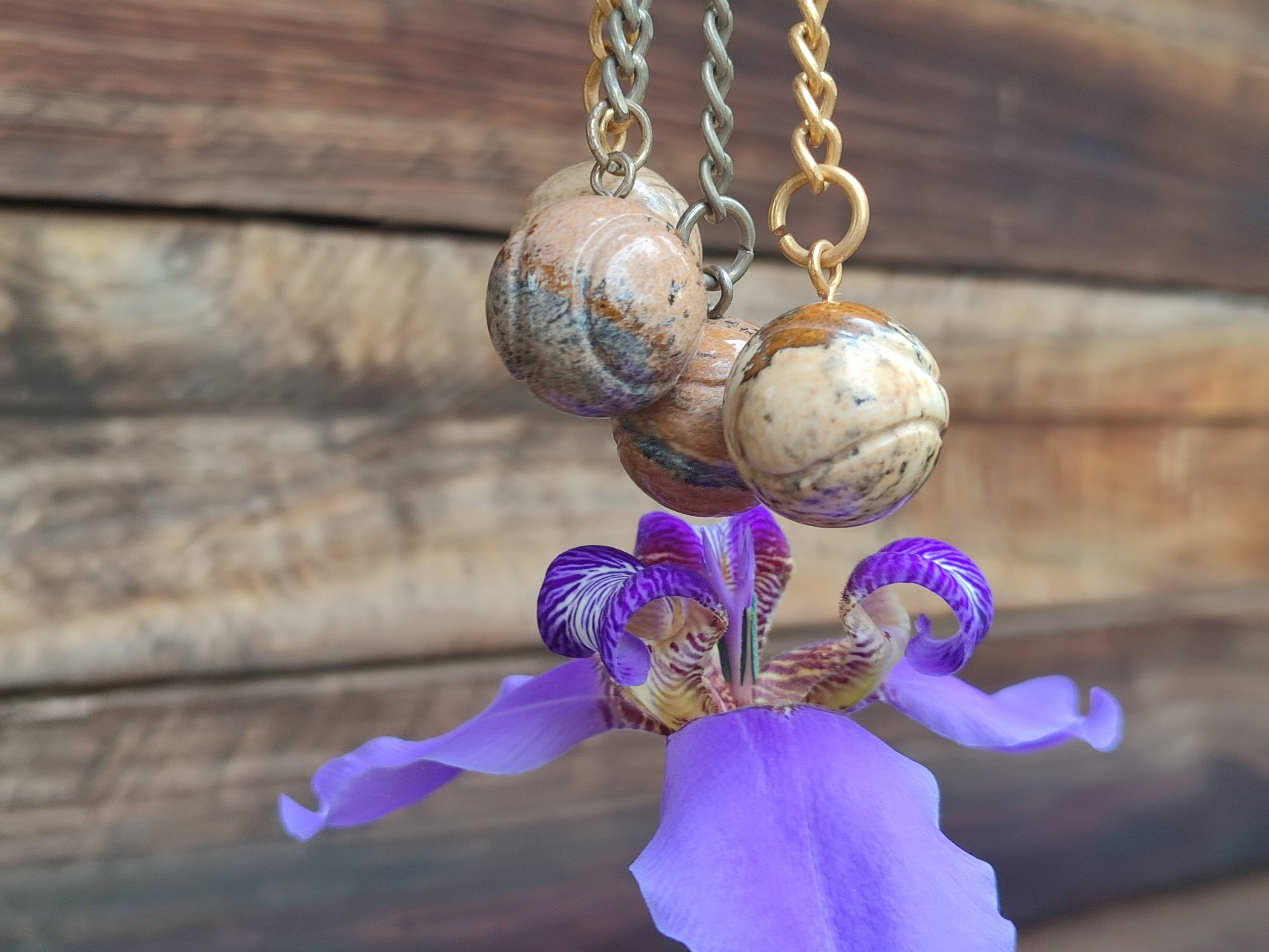 Polished Picture Stone Tennis Ball Keyring - sold per item - From Namibia - Toprock Gemstones and Minerals 