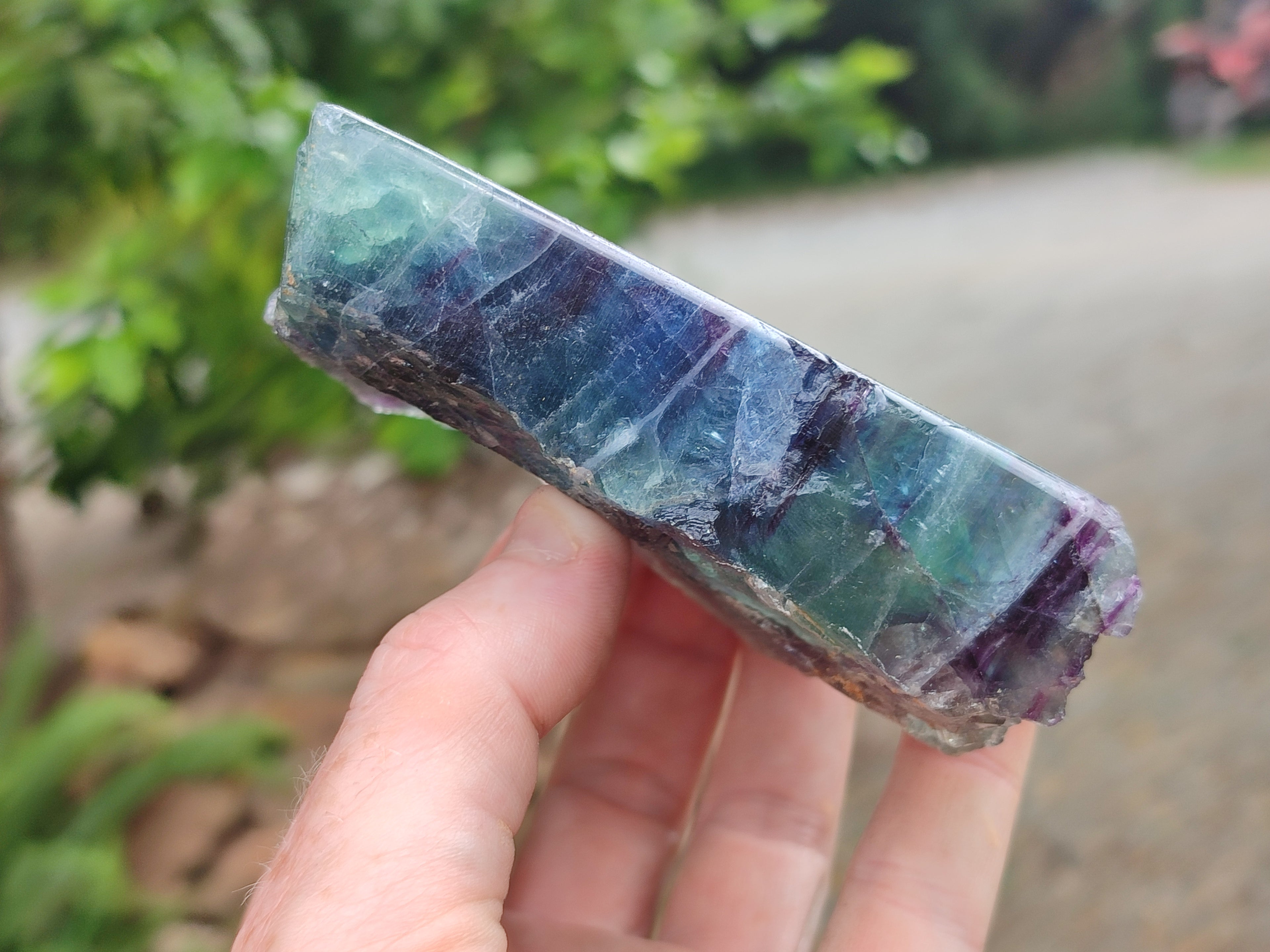 Polished On One Side Watermelon Fluorite x 4 From Uis, Namibia - Toprock Gemstones and Minerals 