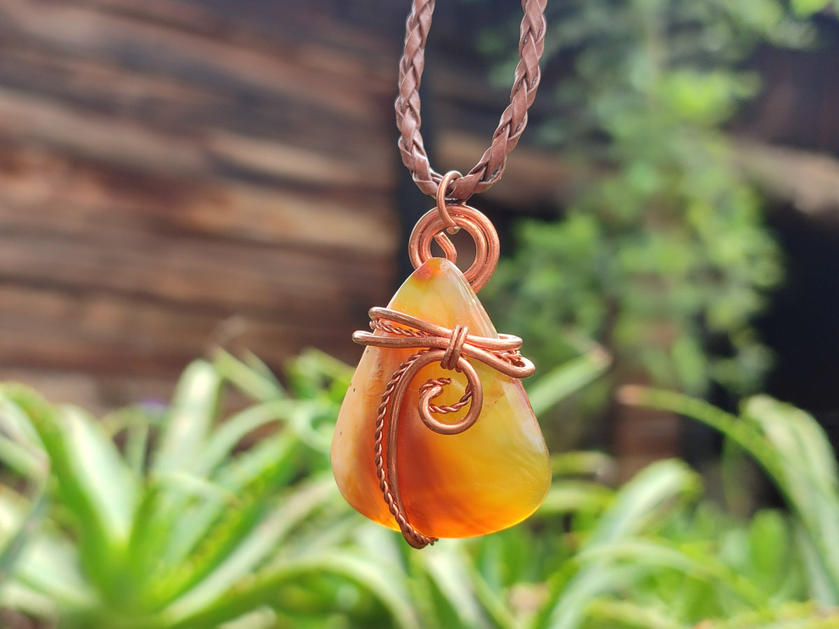 Hand Made Assortment Of Copper Wire Wrapped Stone Pendants x 6 From Southern Africa - Toprock Gemstones and Minerals 