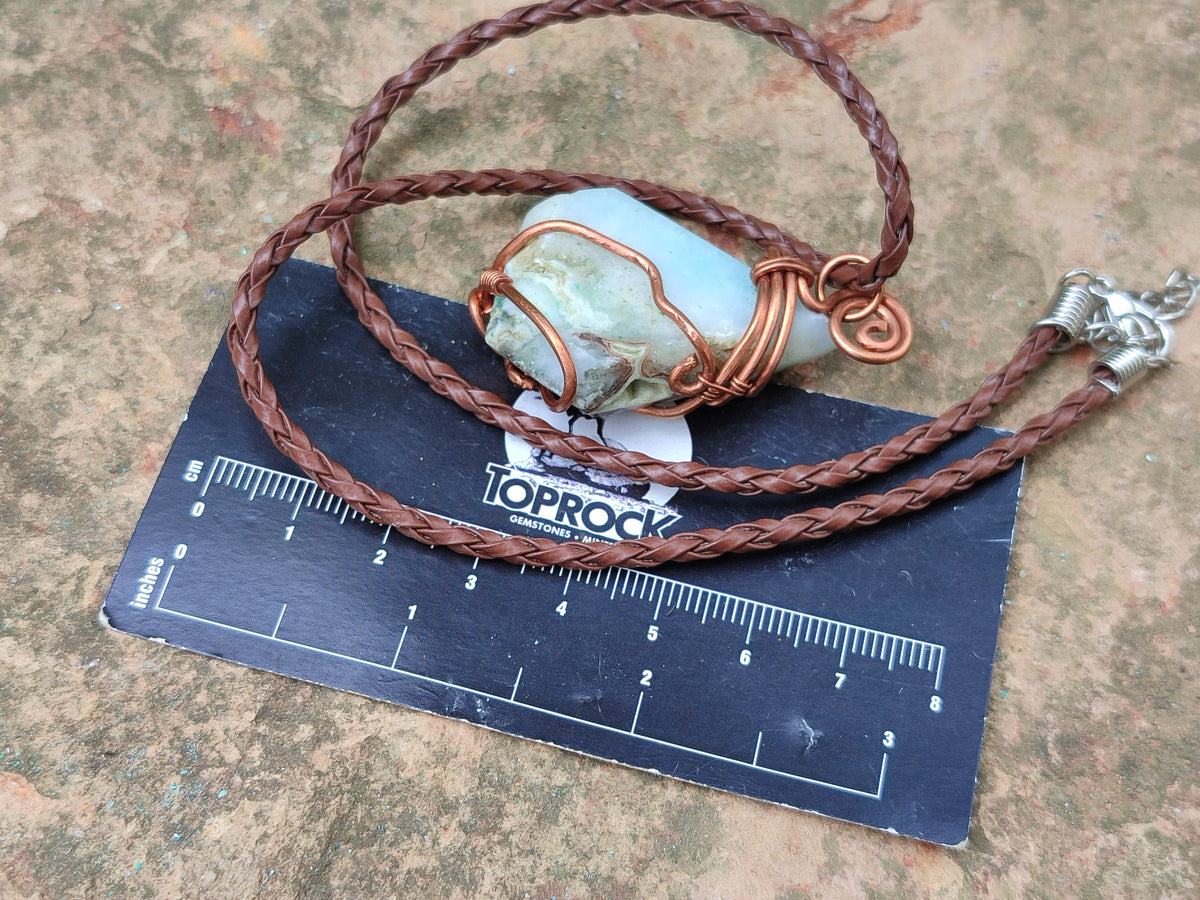 Hand Made Assortment Of Copper Wire Wrapped Stone Pendants x 6 From Southern Africa - Toprock Gemstones and Minerals 