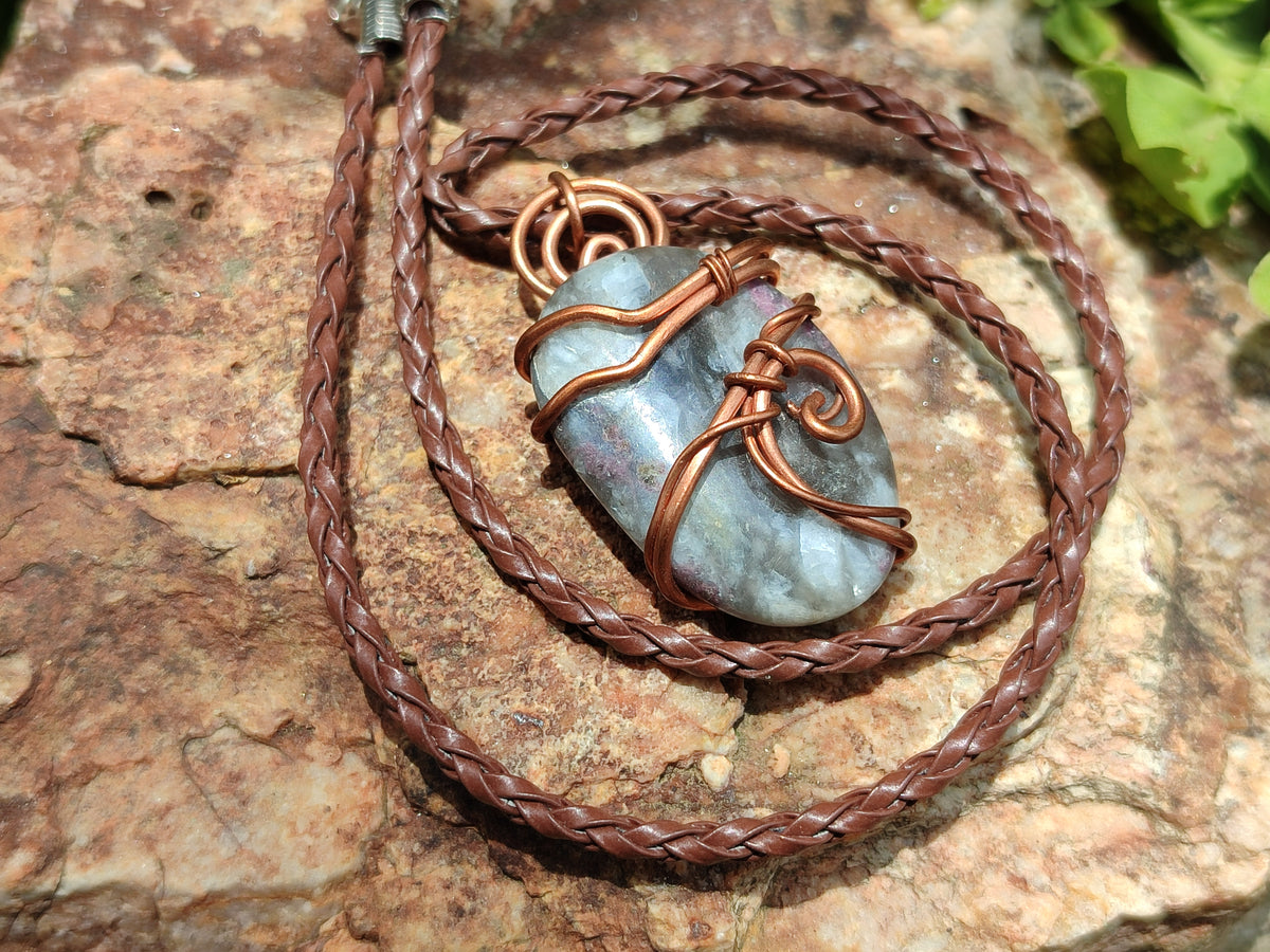 Hand Made Assortment Of Copper Wire Wrapped Stone Pendants x 6 From Southern Africa - Toprock Gemstones and Minerals 