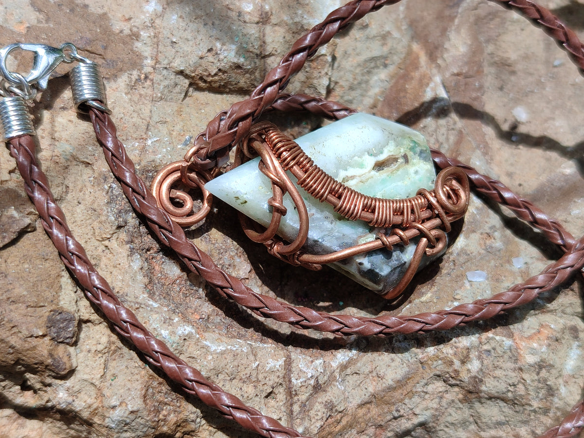 Hand Made Assortment Of Copper Wire Wrapped Stone Pendants x 6 From Southern Africa - Toprock Gemstones and Minerals 