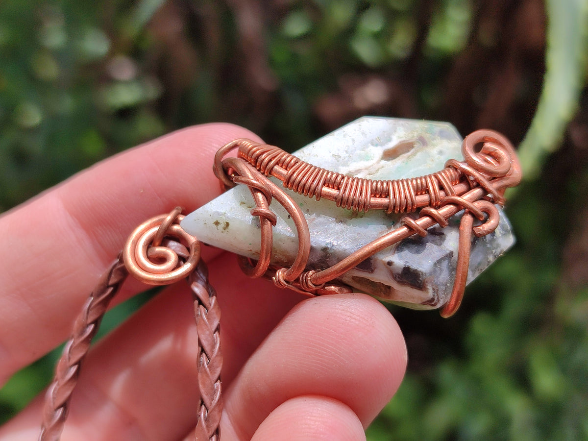 Hand Made Assortment Of Copper Wire Wrapped Stone Pendants x 6 From Southern Africa - Toprock Gemstones and Minerals 