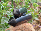 Polished Double Terminated Black Basalt Points x 4 From Madagascar - Toprock Gemstones and Minerals 