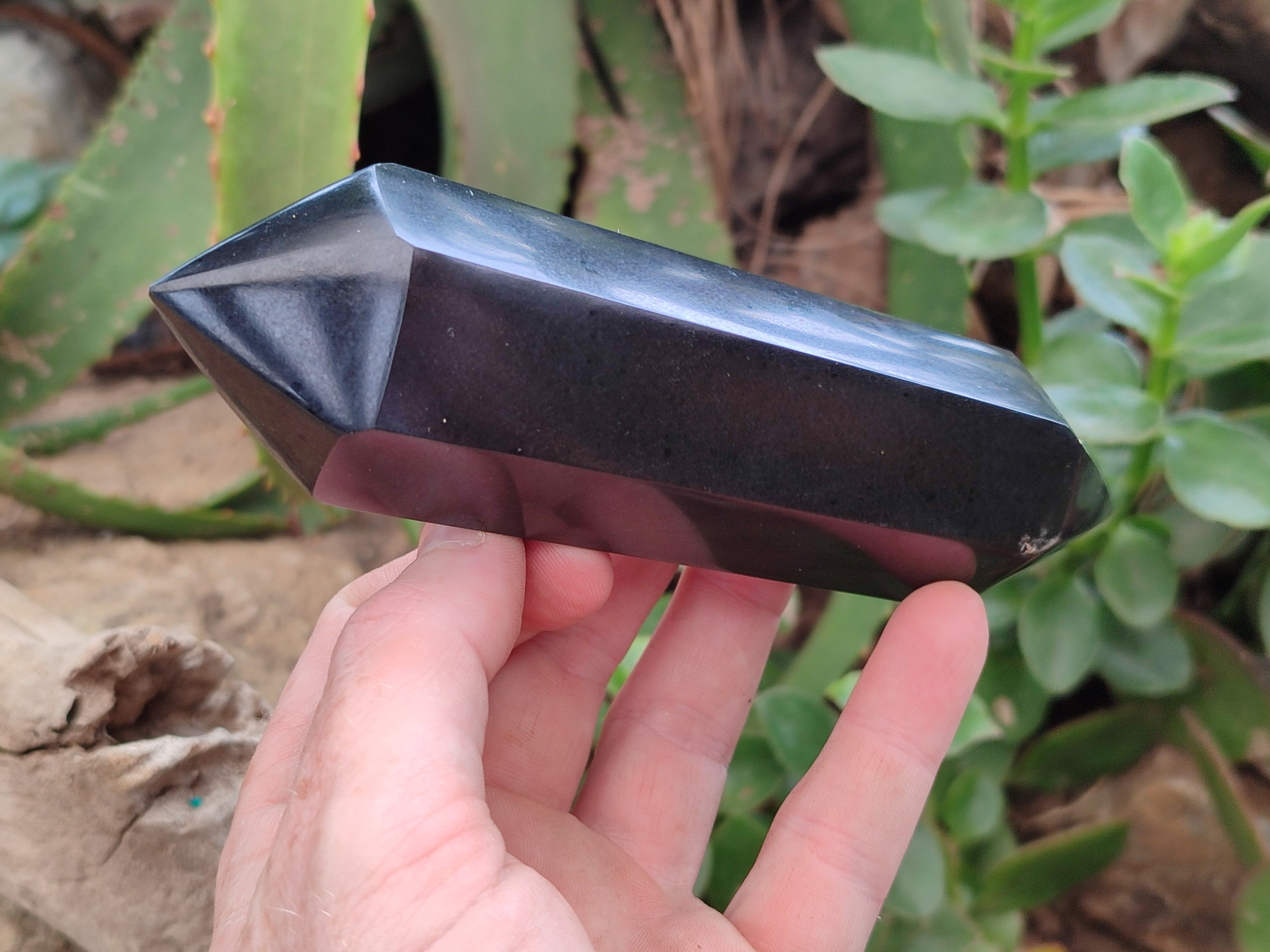 Polished Double Terminated Black Basalt Points x 4 From Madagascar - Toprock Gemstones and Minerals 