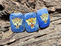 Polished Dumortierite Pendant with Hand Painted Leopard - Sold Per Item - From Mozambique