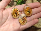 Polished Picture Stone Oval Pendant with Hand Painted Lion - Sold Per Item - From Namibia - Toprock Gemstones and Minerals 