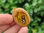 Polished Picture Stone Oval Pendant with Hand Painted Lion - Sold Per Item - From Namibia - Toprock Gemstones and Minerals 
