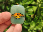 Polished Aventurine Pendant with Hand Painted Butterflies - Sold Per Item - From Zimbabwe - Toprock Gemstones and Minerals 