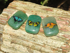 Polished Aventurine Pendant with Hand Painted Butterflies - Sold Per Item - From Zimbabwe - Toprock Gemstones and Minerals 