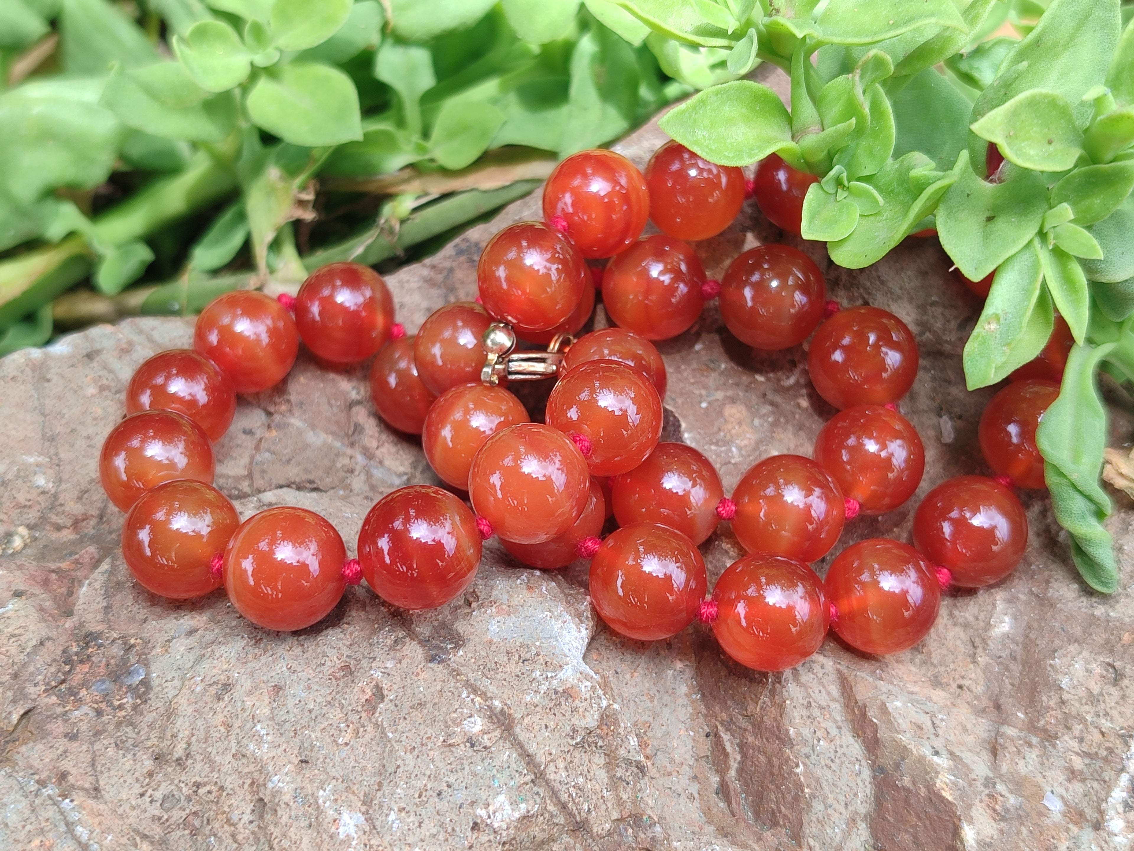 Polished Carnelian Agate Beaded Necklace - Sold per Item - From Brazil - Toprock Gemstones and Minerals 