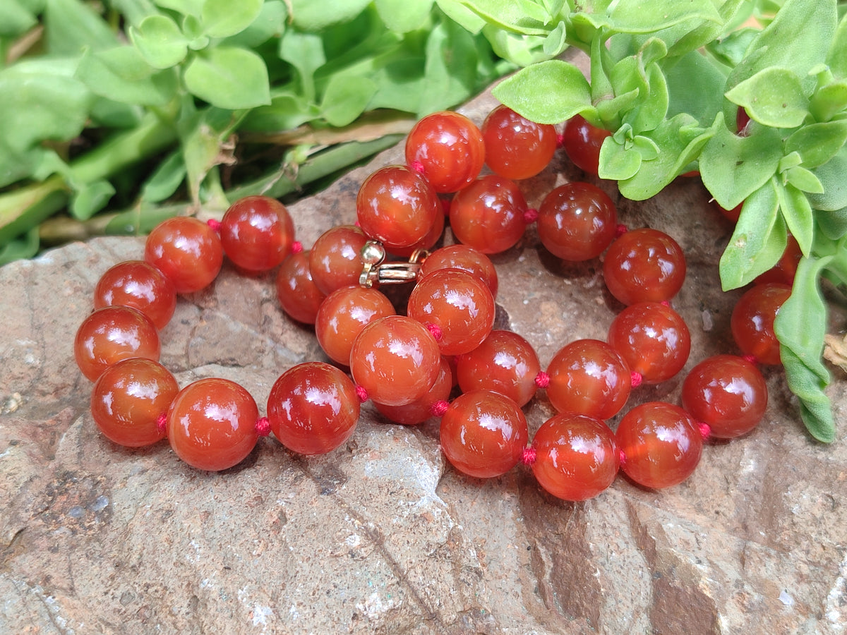 Polished Carnelian Agate Beaded Necklace - Sold per Item - From Brazil - Toprock Gemstones and Minerals 