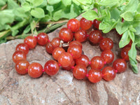 Polished Carnelian Agate Beaded Necklace - Sold per Item - From Brazil