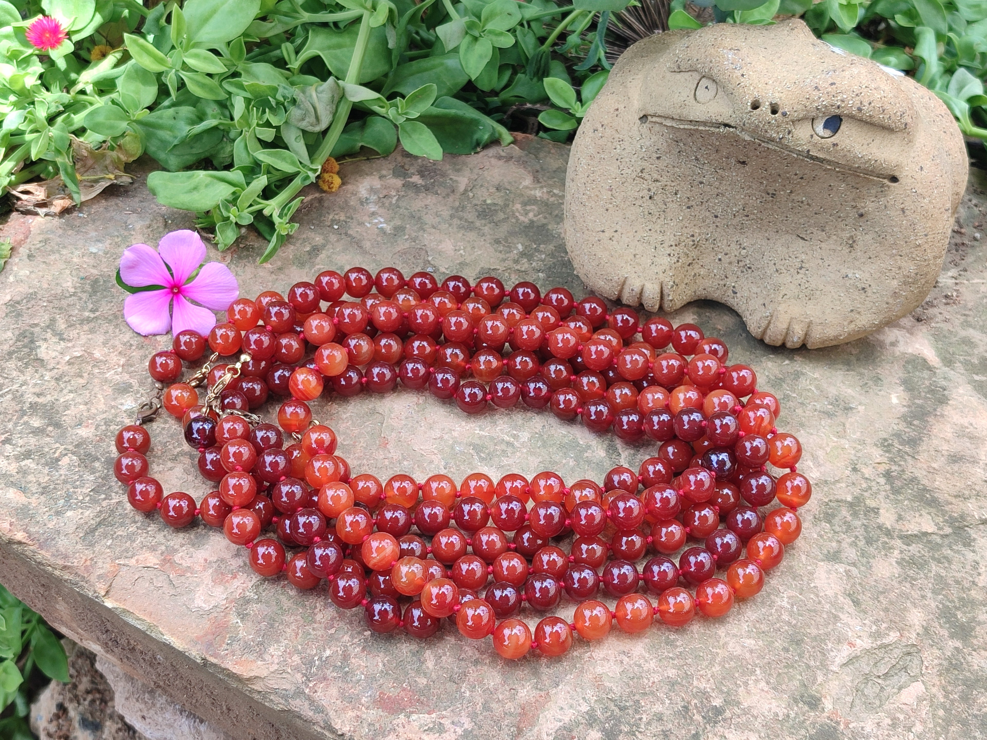 Polished Carnelian Agate Beaded Necklace - Sold per Item - From Brazil - Toprock Gemstones and Minerals 