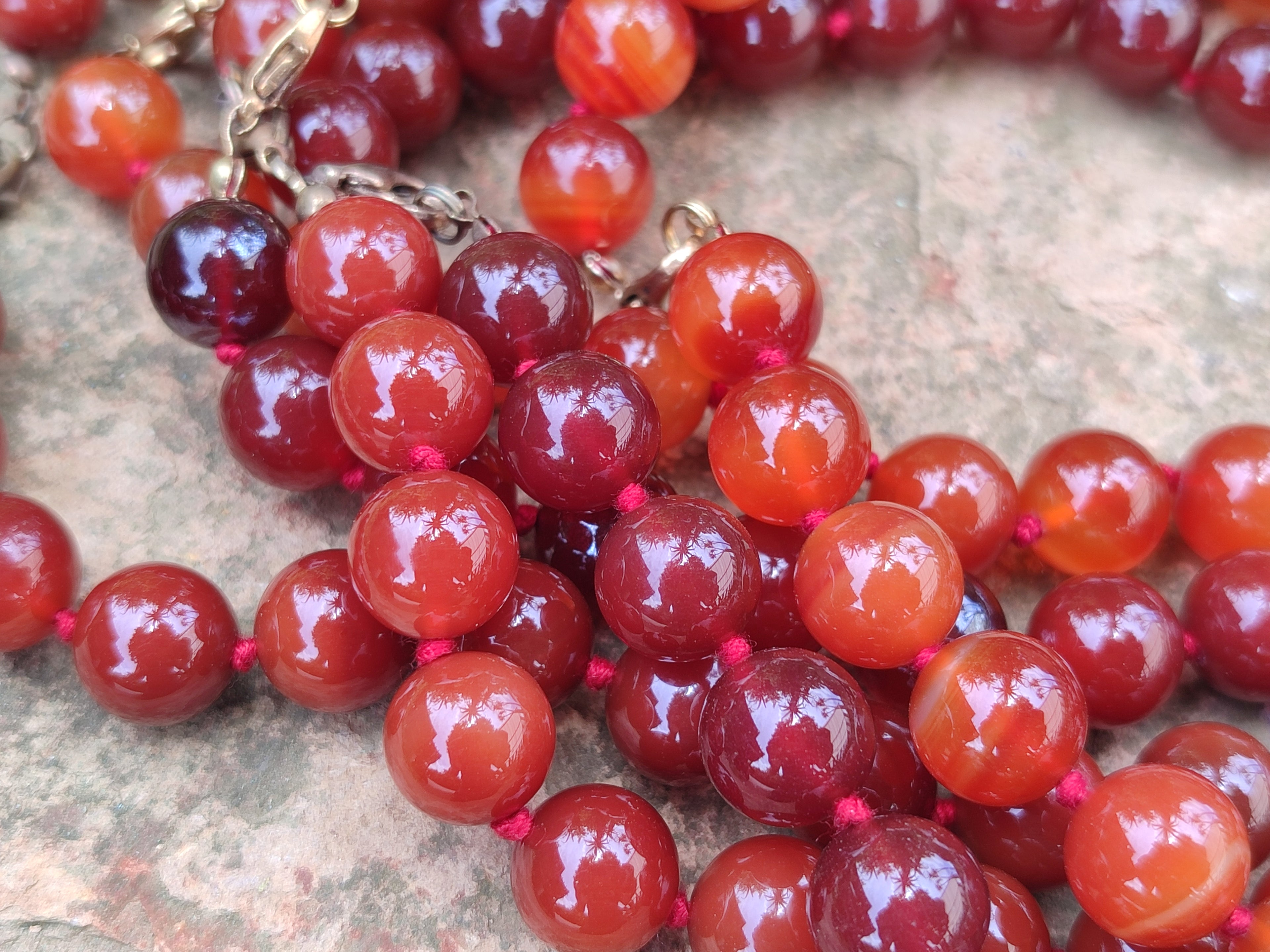 Polished Carnelian Agate Beaded Necklace - Sold per Item - From Brazil - Toprock Gemstones and Minerals 