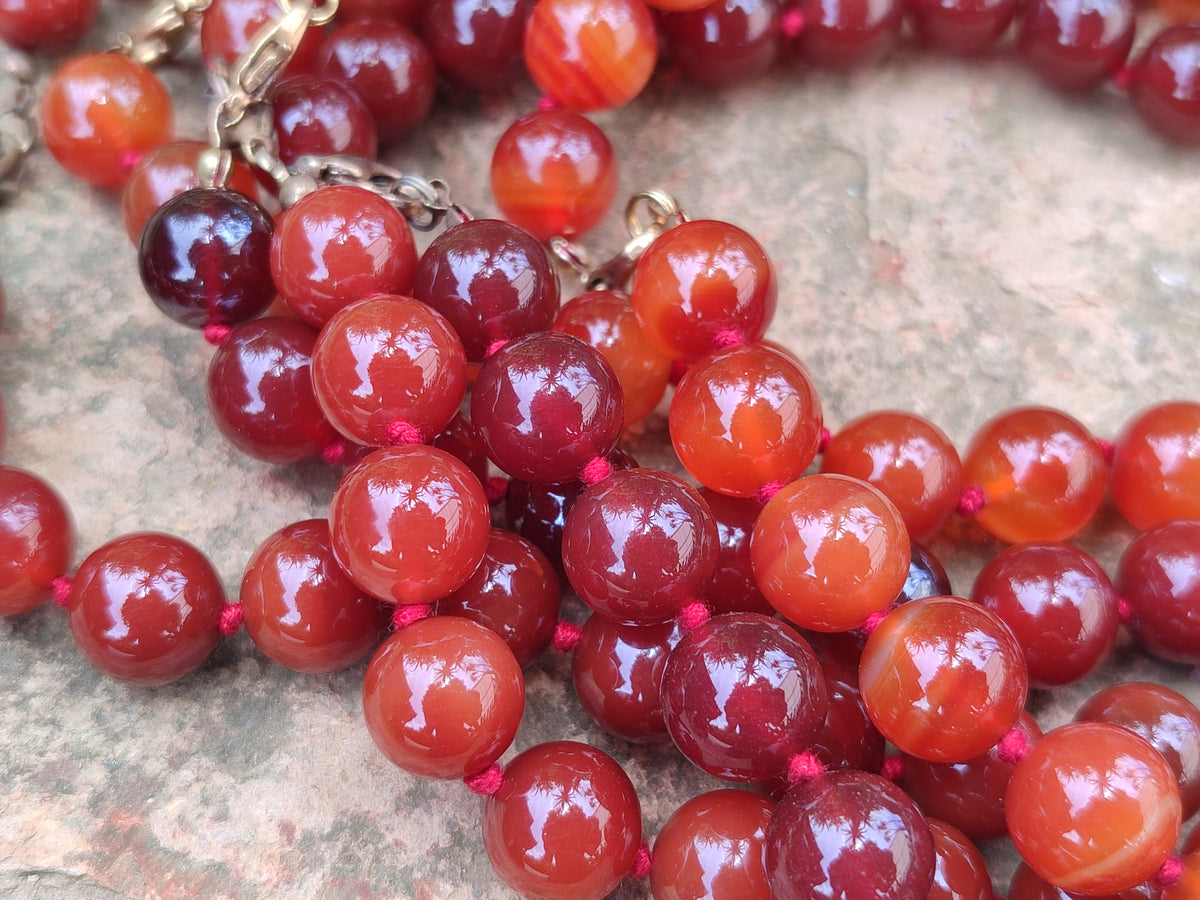 Polished Carnelian Agate Beaded Necklace - Sold per Item - From Brazil - Toprock Gemstones and Minerals 