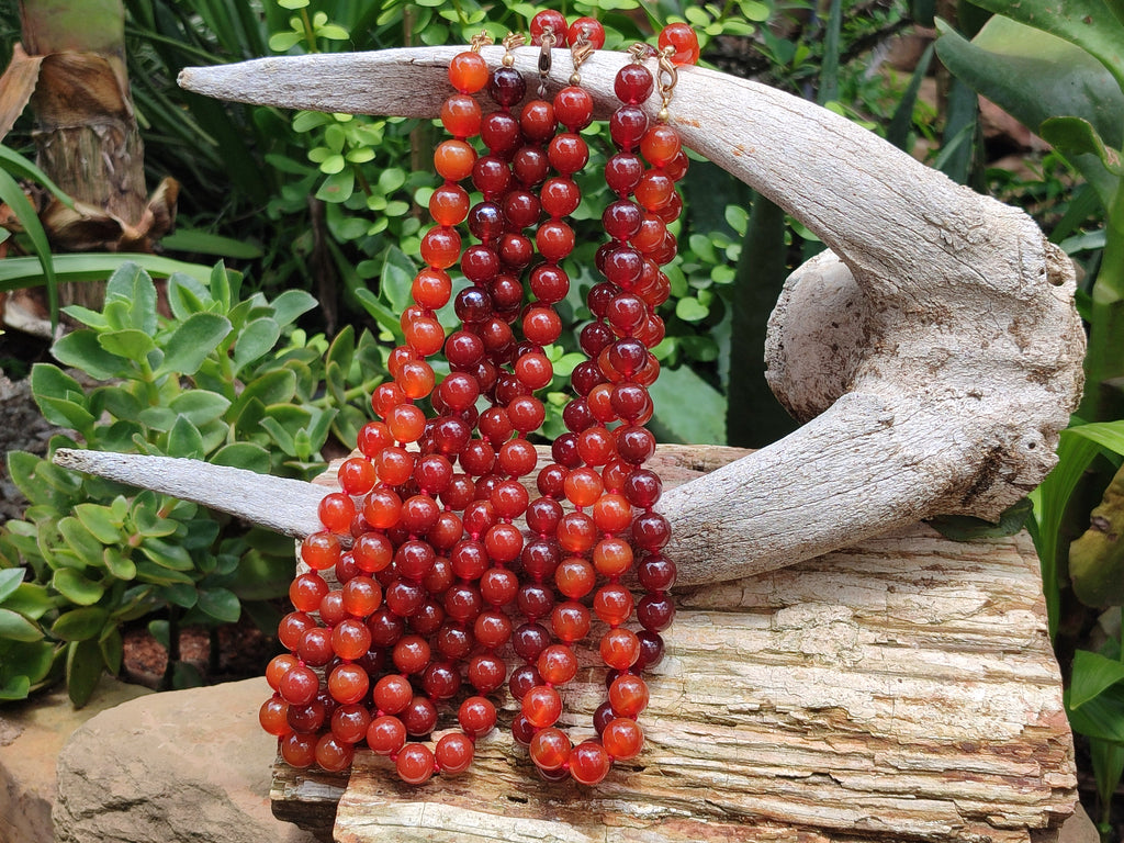 Polished Carnelian Agate Beaded Necklace - Sold per Item - From Brazil - Toprock Gemstones and Minerals 