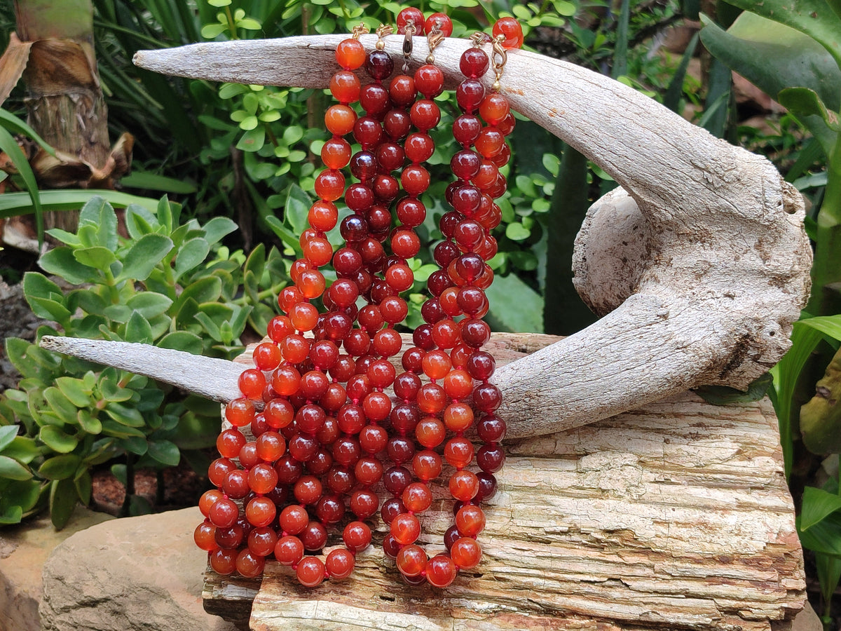 Polished Carnelian Agate Beaded Necklace - Sold per Item - From Brazil - Toprock Gemstones and Minerals 