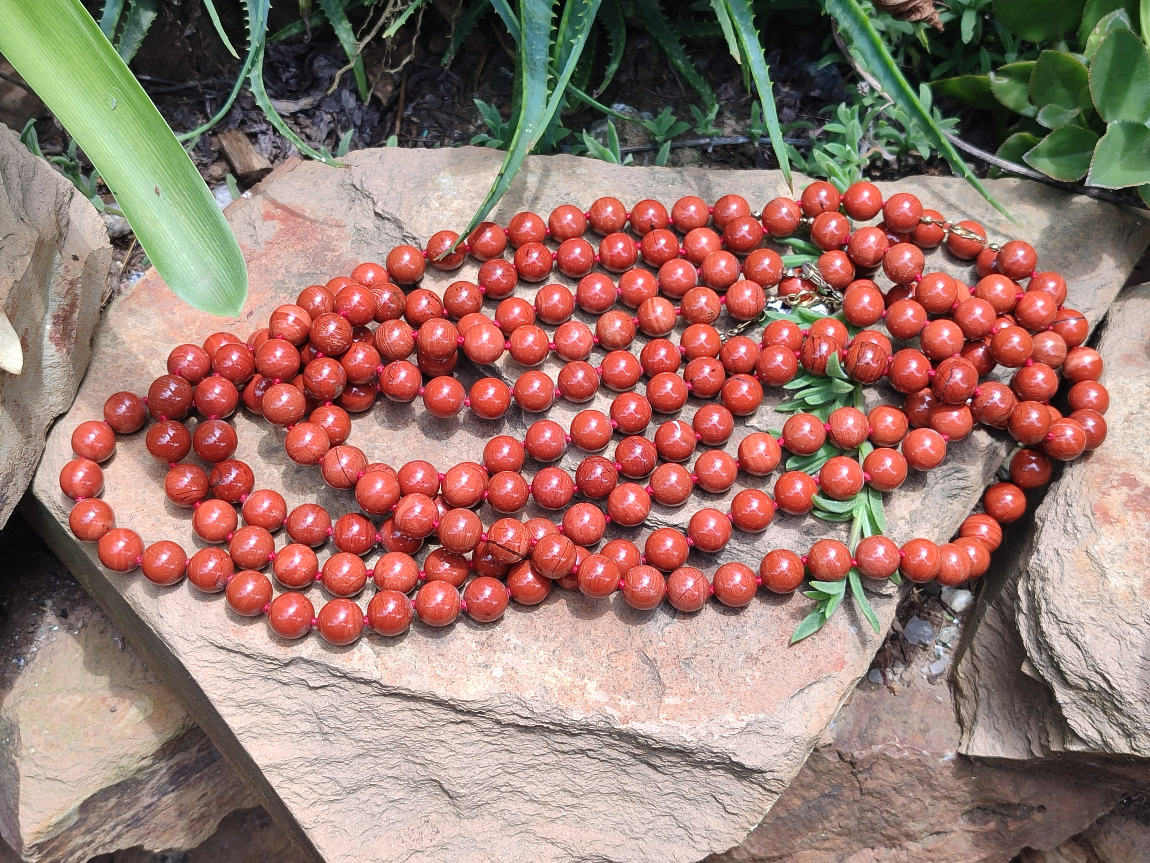 Polished Red Jasper Bead Necklace - Sold Per Item - From South Africa - Toprock Gemstones and Minerals 