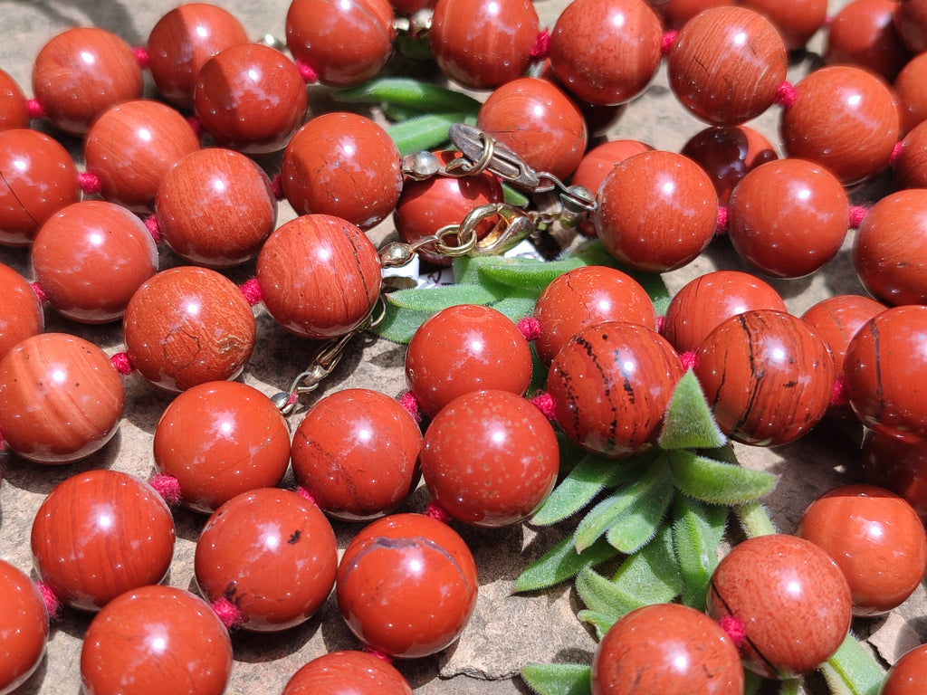 Polished Red Jasper Bead Necklace - Sold Per Item - From South Africa - Toprock Gemstones and Minerals 