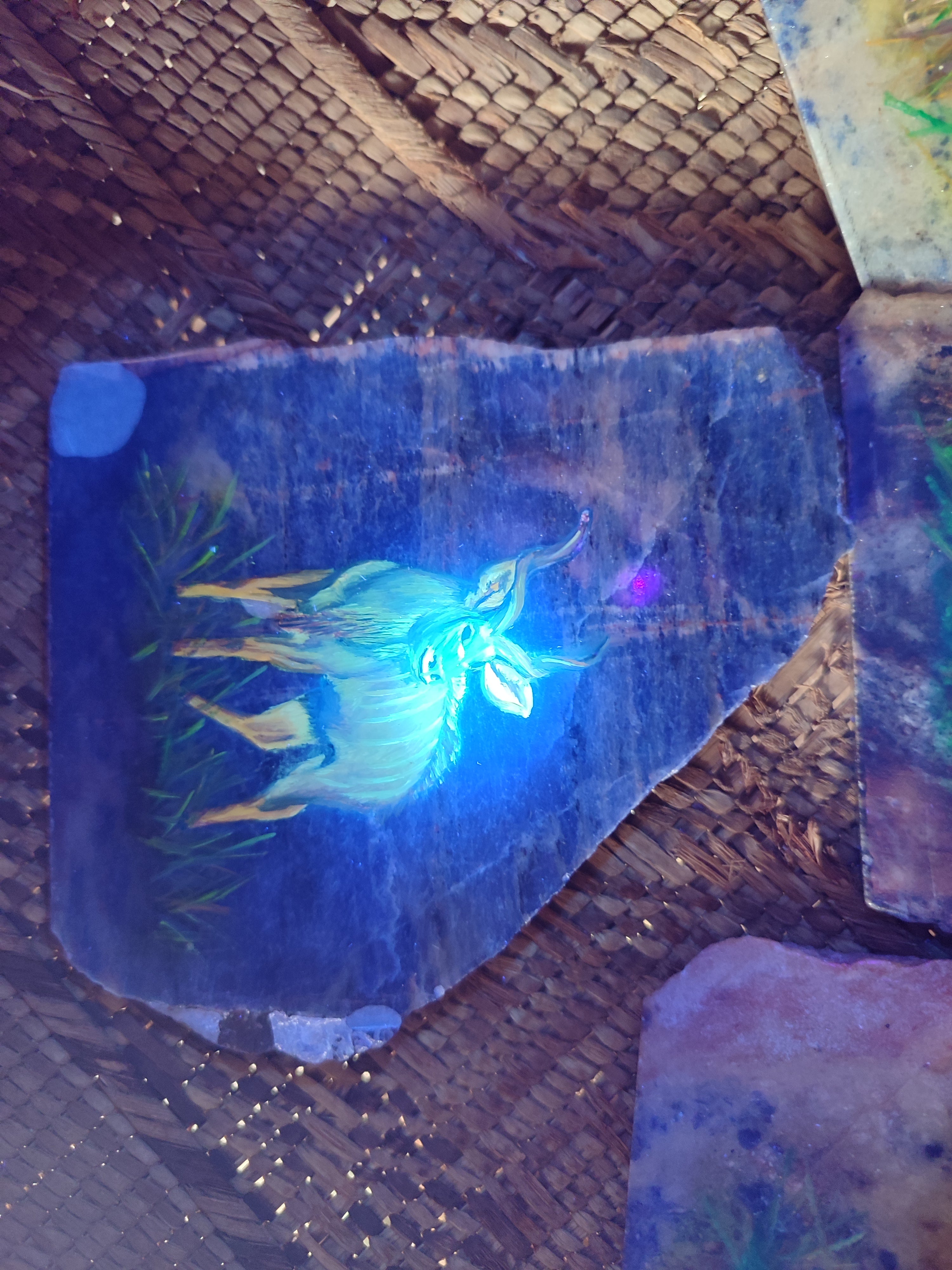 Hand Made Kudu Decoupage on Sodalite Stone Slabs - sold per item - From Namibia - Toprock Gemstones and Minerals 