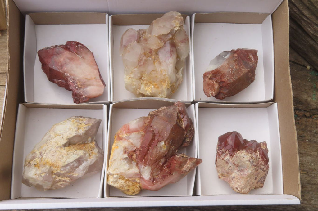 Natural Red Hematoid Quartz Clusters x 6 From Karoi, Zimbabwe - Toprock Gemstones and Minerals 