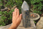 Polished Blue Spinel Spotted Quartz Tower x 1 From Madagascar - Toprock Gemstones and Minerals 