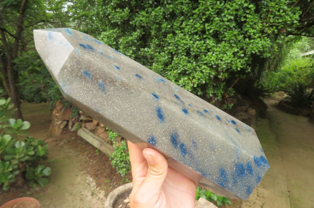 Polished Blue Spinel Spotted Quartz Tower x 1 From Madagascar - Toprock Gemstones and Minerals 