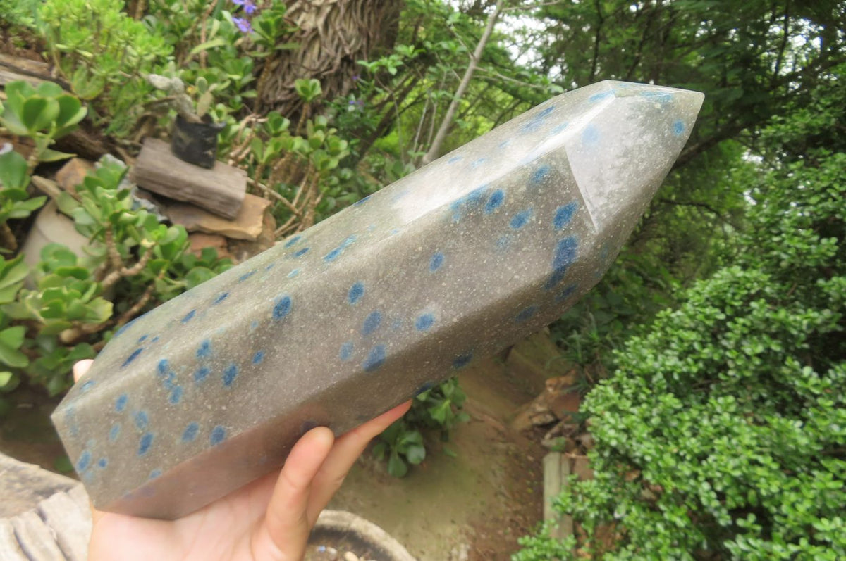 Polished Blue Spinel Spotted Quartz Tower x 1 From Madagascar - Toprock Gemstones and Minerals 
