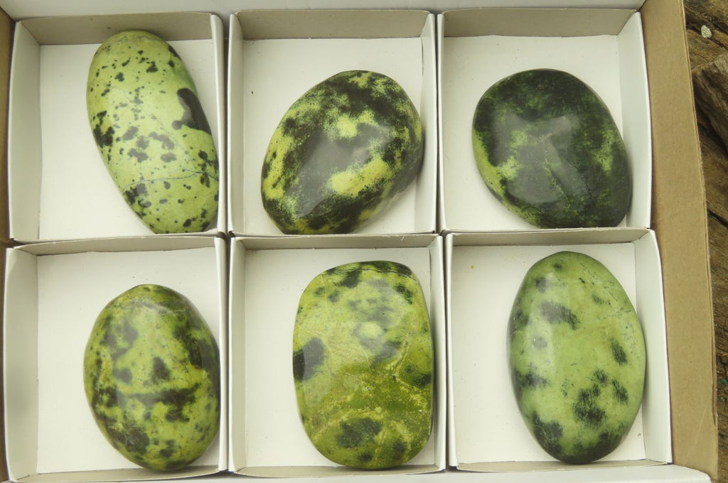 Polished Leopard Stone Palm Stones x 6 From Zimbabwe - Toprock Gemstones and Minerals 
