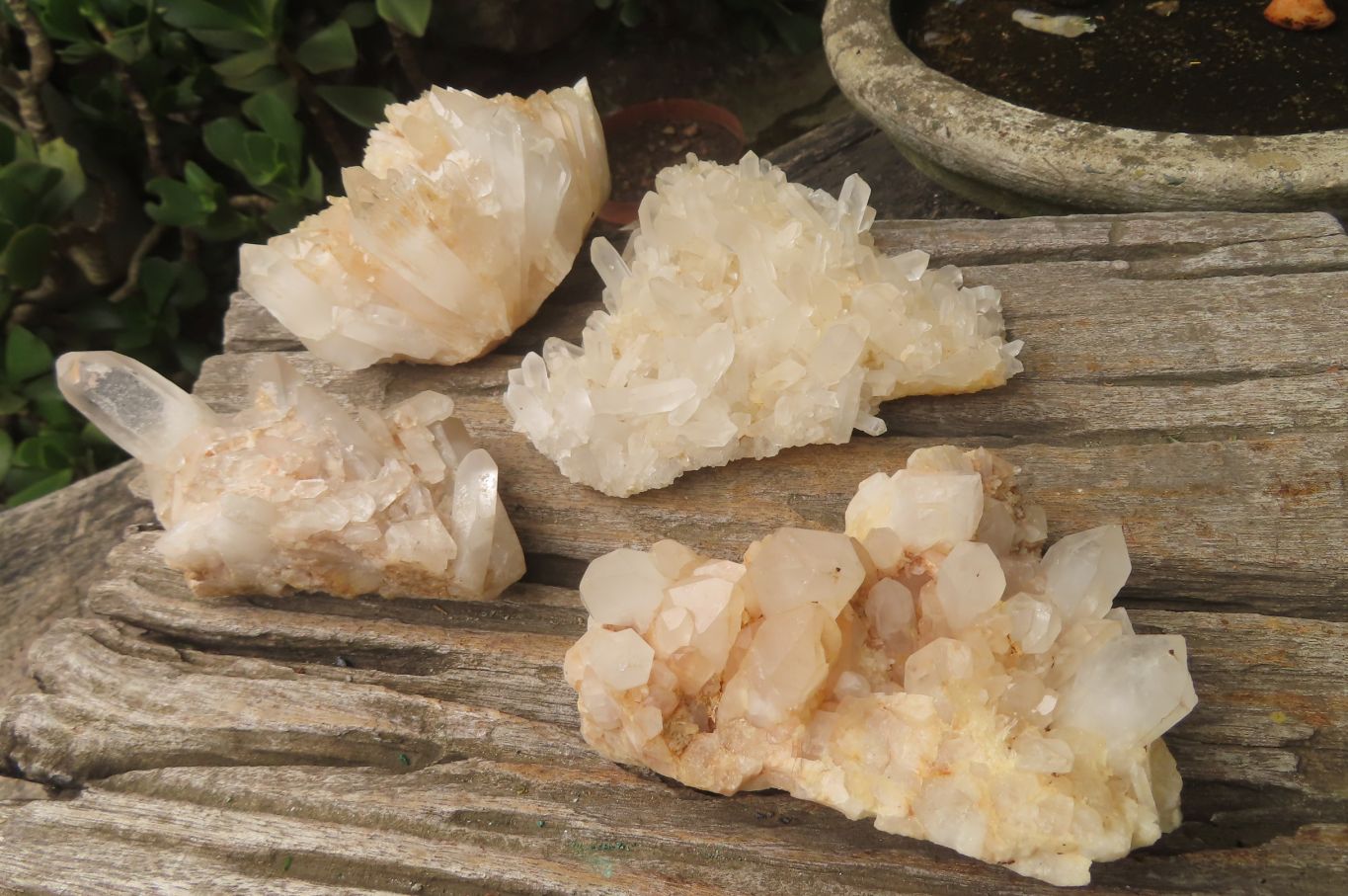 Natural Clear Quartz Clusters x 4 From Madagascar - Toprock Gemstones and Minerals 