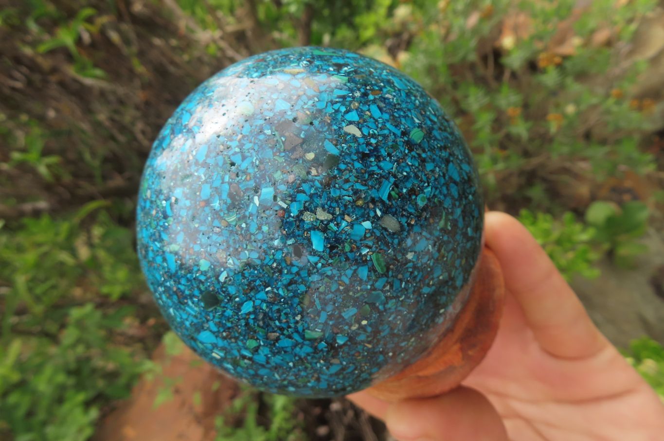 Polished Chrysocolla Conglomerate Sphere x 1 From Congo - Toprock Gemstones and Minerals 