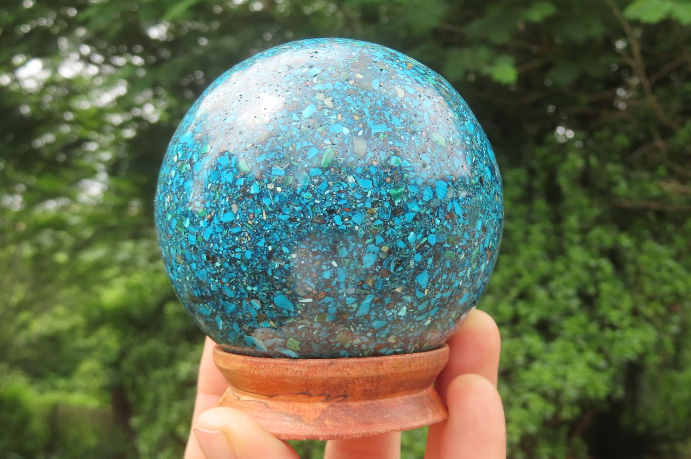 Polished Chrysocolla Conglomerate Sphere x 1 From Congo - Toprock Gemstones and Minerals 