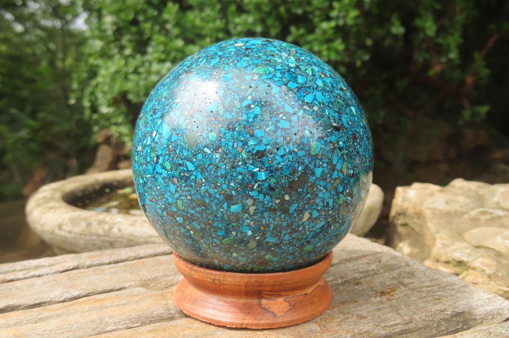 Polished Chrysocolla Conglomerate Sphere x 1 From Congo - Toprock Gemstones and Minerals 