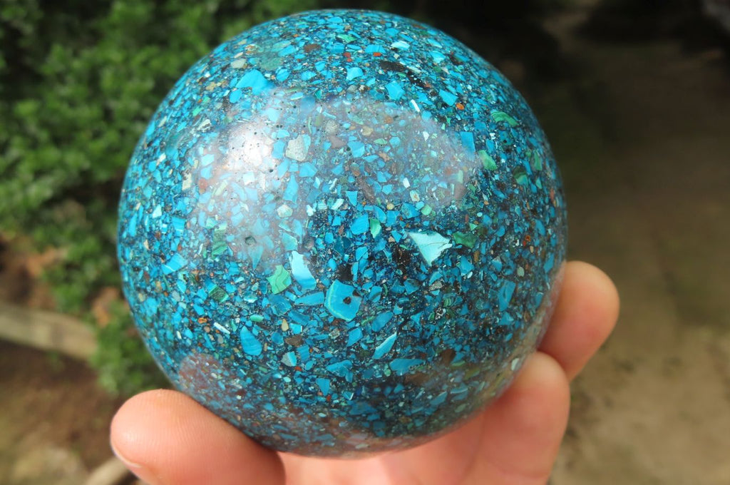 Polished Chrysocolla Conglomerate Sphere x 1 From Congo - Toprock Gemstones and Minerals 