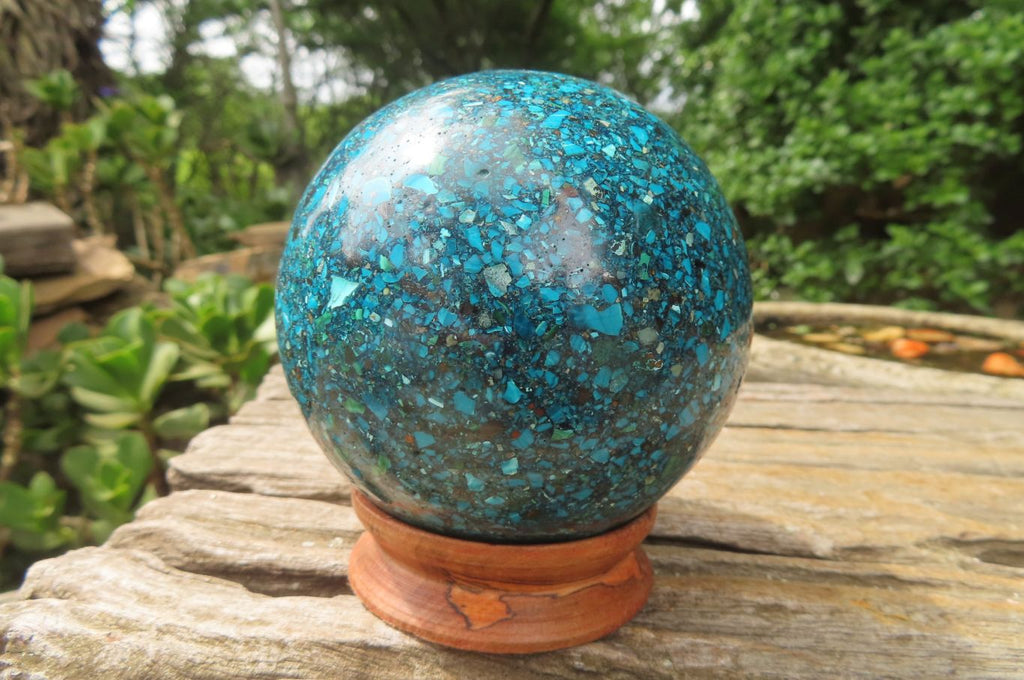 Polished Chrysocolla Conglomerate Sphere x 1 From Congo - Toprock Gemstones and Minerals 