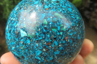 Polished Chrysocolla Conglomerate Sphere x 1 From Congo - Toprock Gemstones and Minerals 