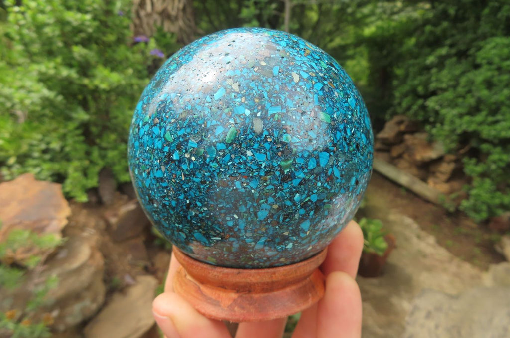 Polished Chrysocolla Conglomerate Sphere x 1 From Congo - Toprock Gemstones and Minerals 