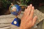 Hand Made Lapis Lazuli World Globe Clock x 1 From China - Toprock Gemstones and Minerals 
