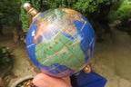 Hand Made Lapis Lazuli World Globe Clock x 1 From China - Toprock Gemstones and Minerals 