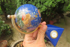 Hand Made Lapis Lazuli World Globe Clock x 1 From China - Toprock Gemstones and Minerals 