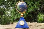 Hand Made Lapis Lazuli World Globe Clock x 1 From China - Toprock Gemstones and Minerals 