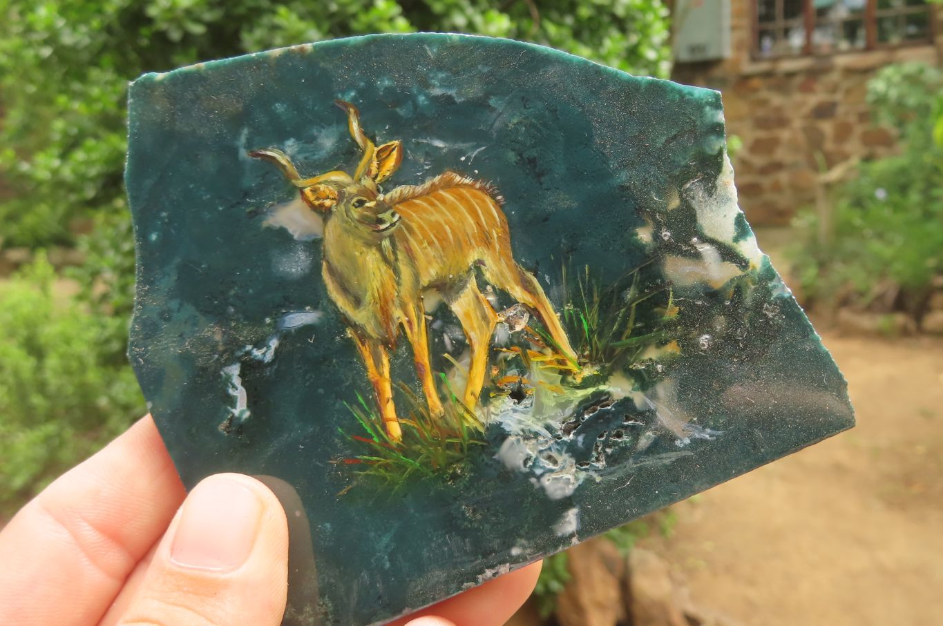 Hand Made Kudu Decoupage Stone Slabs - sold per item - From South Africa - Toprock Gemstones and Minerals 