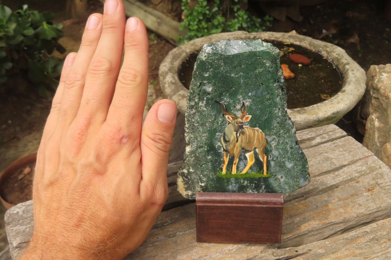 Hand Made Kudu Decoupage Stone Slabs - sold per item - From South Africa - Toprock Gemstones and Minerals 