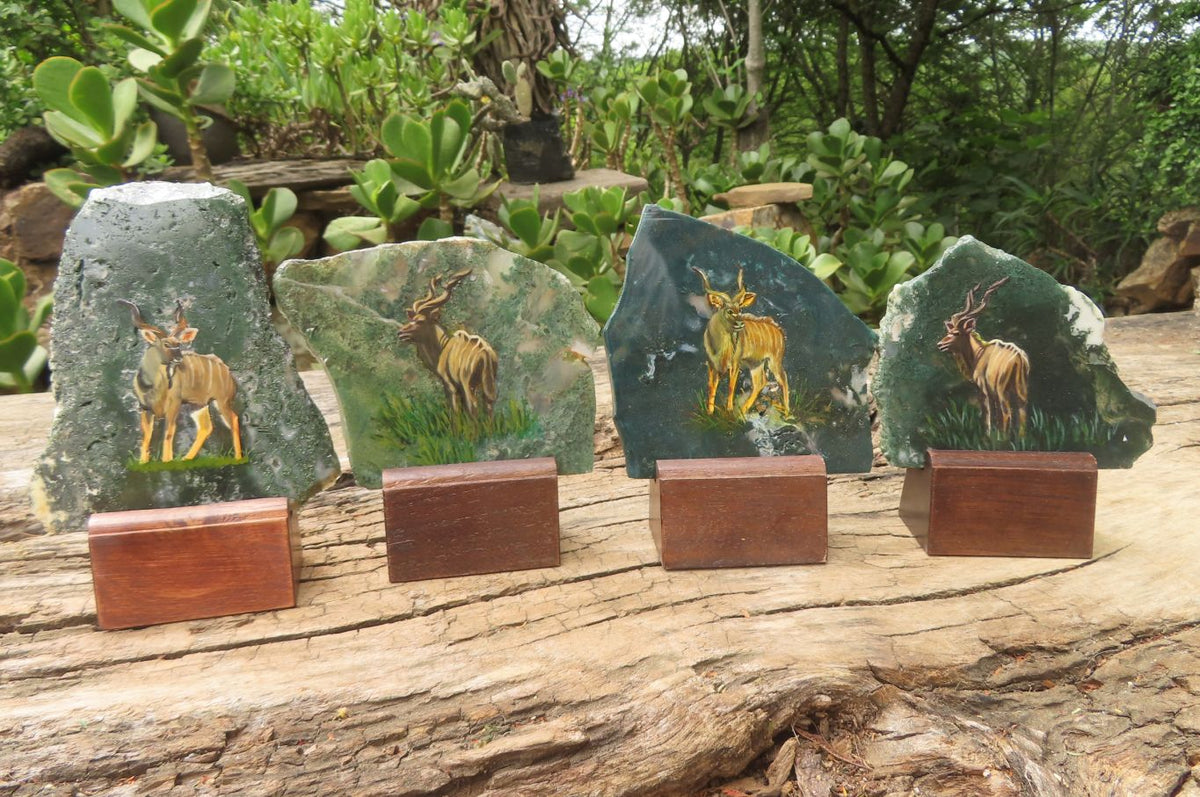 Hand Made Kudu Decoupage Stone Slabs - sold per item - From South Africa - Toprock Gemstones and Minerals 