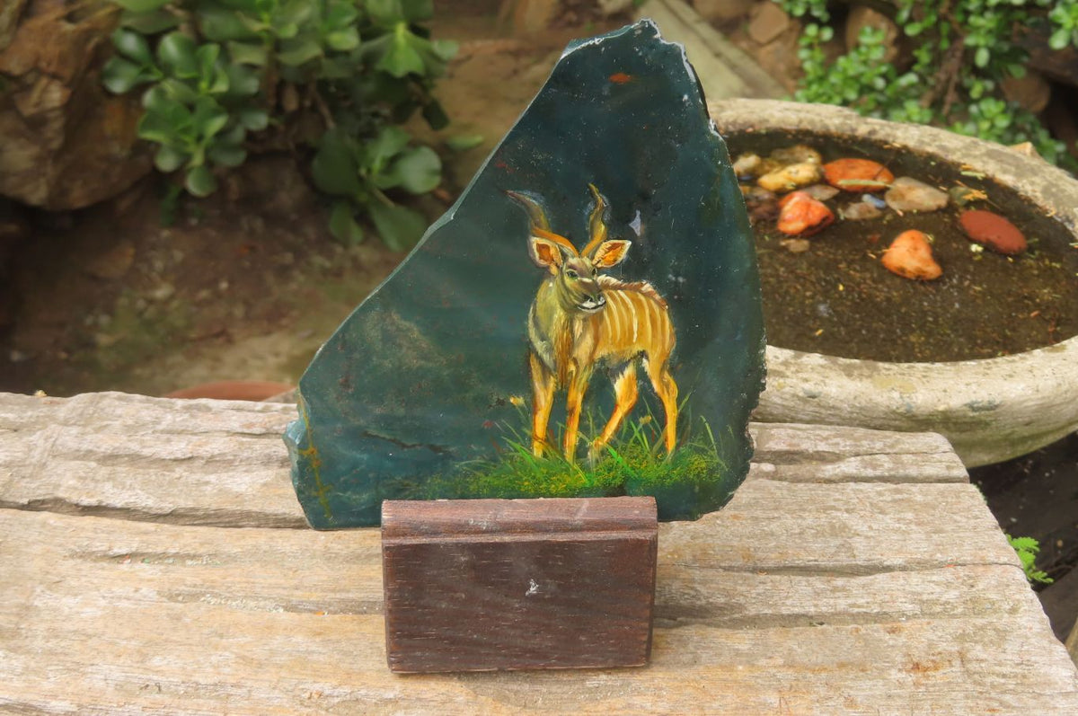 Hand Made Kudu Decoupage Stone Slabs - sold per item - From South Africa - Toprock Gemstones and Minerals 