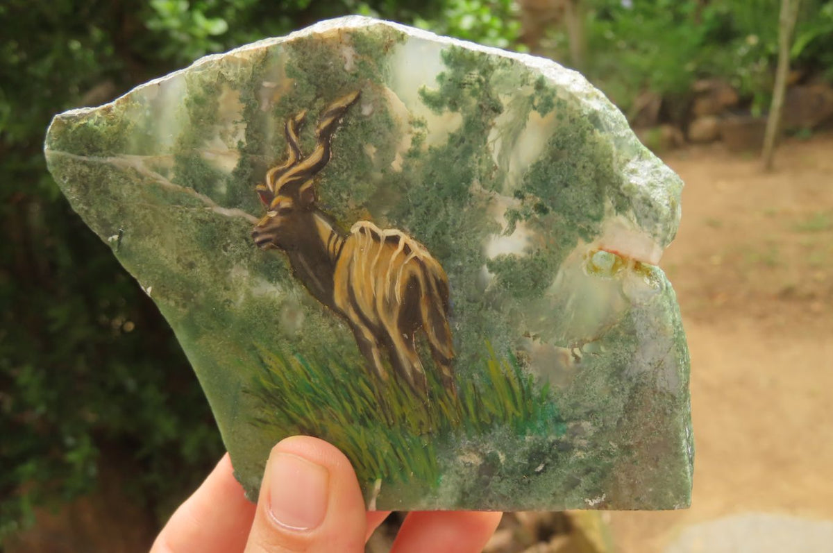 Hand Made Kudu Decoupage Stone Slabs - sold per item - From South Africa - Toprock Gemstones and Minerals 