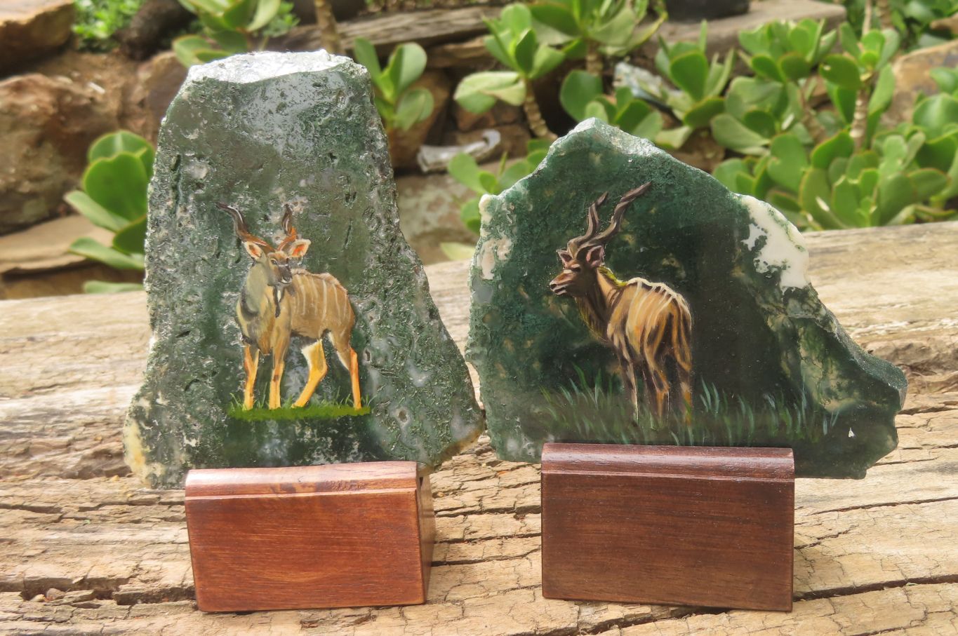 Hand Made Kudu Decoupage Stone Slabs - sold per item - From South Africa - Toprock Gemstones and Minerals 