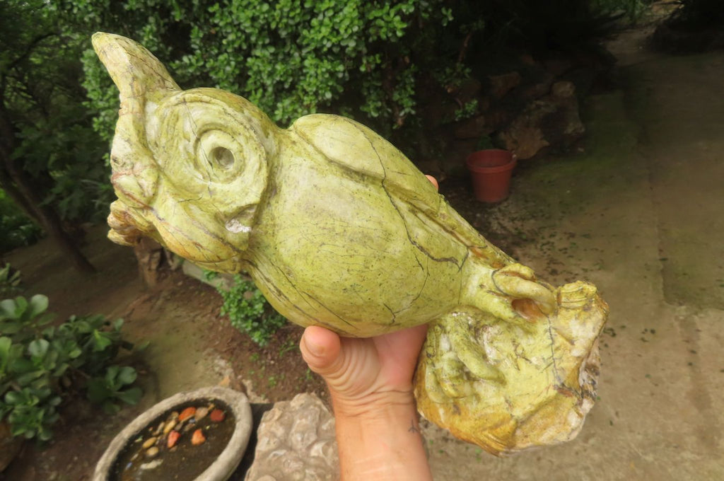 Hand Made Leopard Stone Owl Carving x 1 From Zimbabwe - Toprock Gemstones and Minerals 