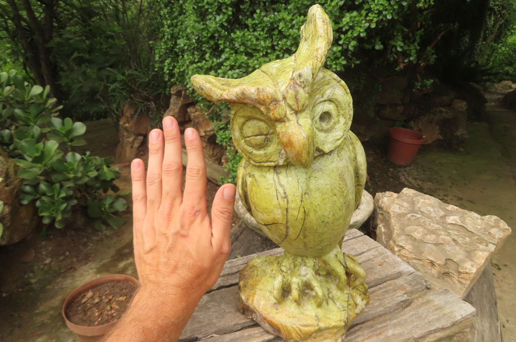 Hand Made Leopard Stone Owl Carving x 1 From Zimbabwe - Toprock Gemstones and Minerals 